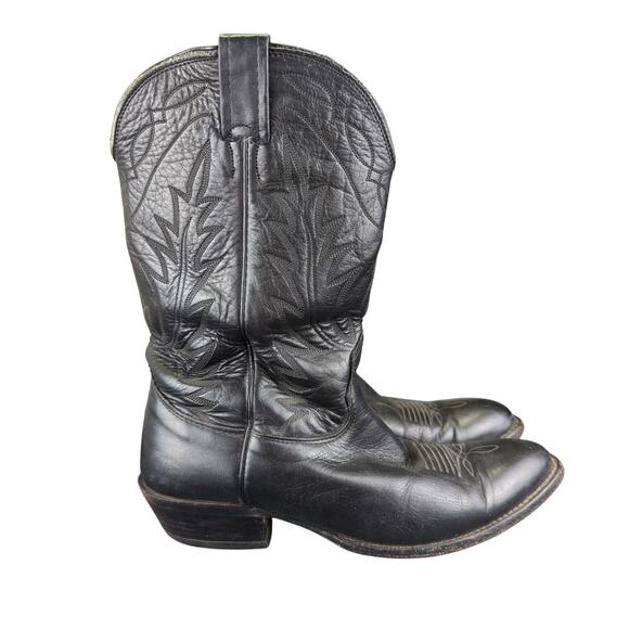 Nocona Black Leather Cowboy Boots Western Men's Size 9.5D 02639 - Picture 1 of 7